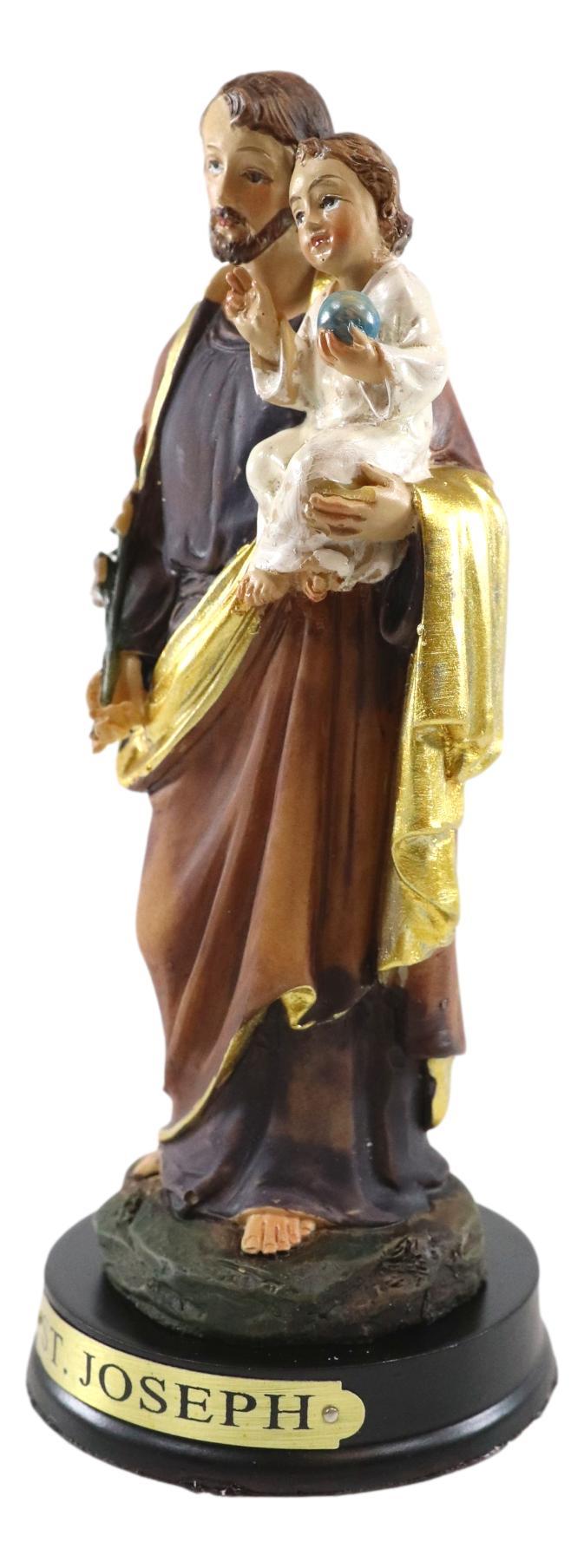 Ebros Gift Ebros Catholic Divinity Saint Joseph Carrying Baby Jesus Figurine 5"H Holy Family