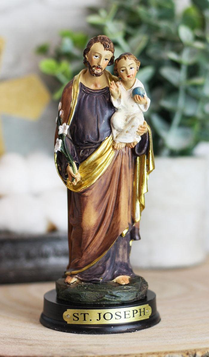 ebros gift Ebros Catholic Divinity Saint Joseph Carrying Baby Jesus Figurine 5"H Holy Family
