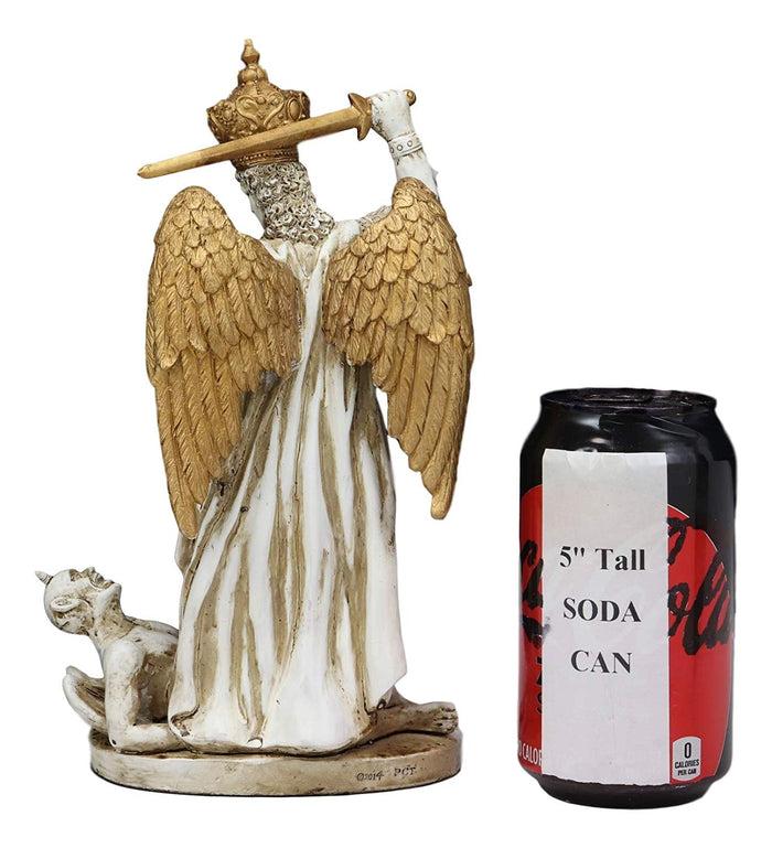 Ebros Gift Ebros Catholic Sanctuary Of Monte Sant'Angelo Sul Gargano Crowned Saint Michael The Archangel Trampling Lucifer Satan Statue Gothic Architecture Decorative Home Religious Altar Figurine