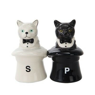 Ebros Gift Ebros Cats In Hats Ceramic Magnetic Salt And Pepper Shakers Set