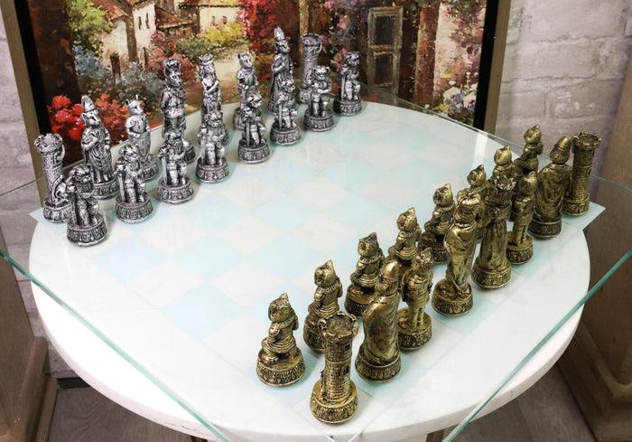 ebros gift Ebros Cats Versus Dogs Chess Set Resin Character Pieces With Glass Board Set