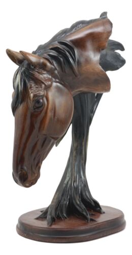 Ebros Gift Ebros Cavalier Wild Stallion Horse Bust Sculpture 12.5"H In Mahogany Faux Wood