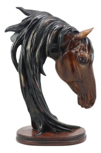 Ebros Gift Ebros Cavalier Wild Stallion Horse Bust Sculpture 12.5"H In Mahogany Faux Wood