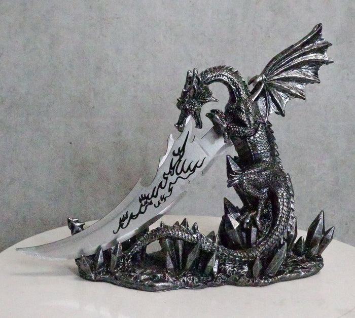 ebros gift Ebros Cavern Dragon Letter Opener Dagger with Base Study Office Desktop Decor