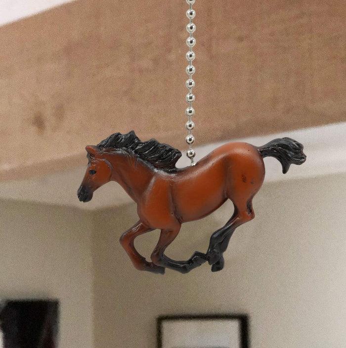 Ebros Gift Ebros Ceiling Fan Metal Pull Chain With Equestrian Beauty Galloping Horse Hand Crafted Resin Knob Handle 3.25" Wide Rustic Western Country Stallion Horses Animal Decor Accent (Set Of 3)