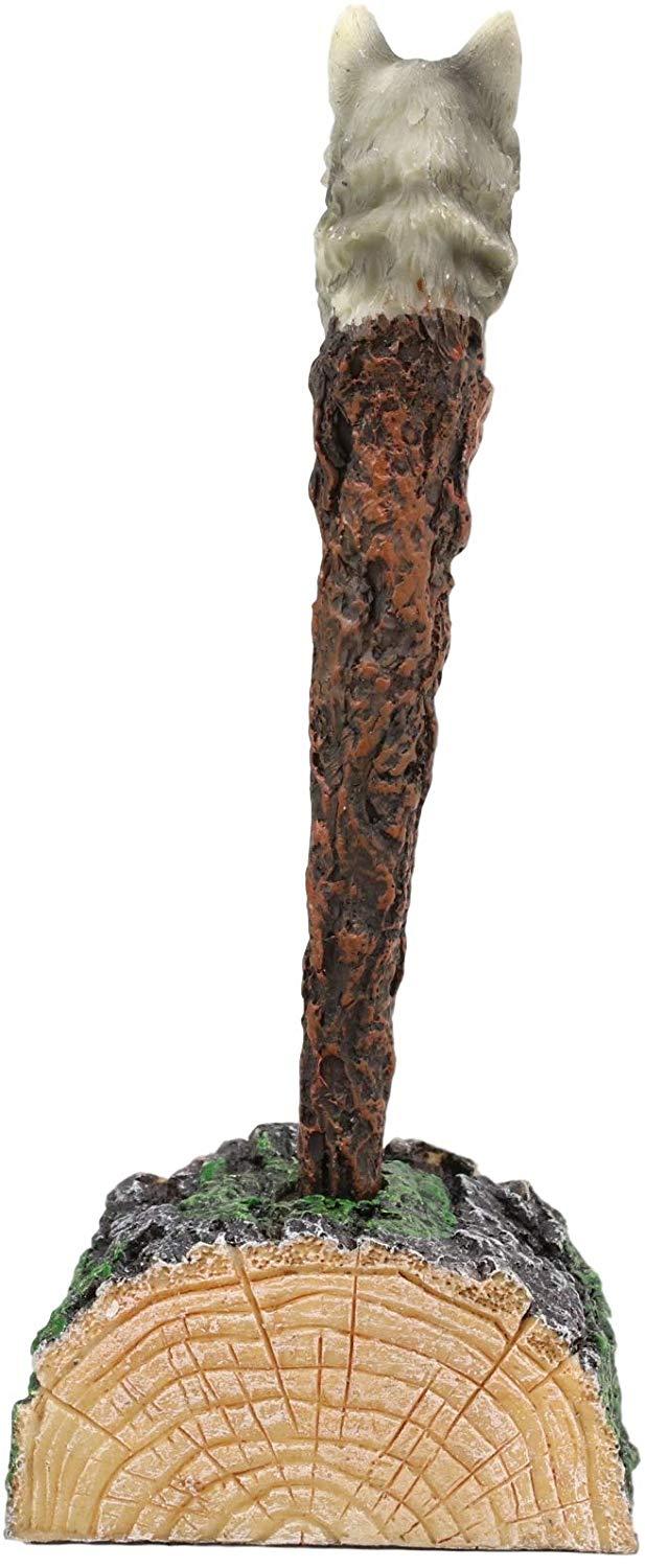 Ebros Gift Ebros Celtic Alpha Wolf Hand Painted Pen With Rustic Tree Bark Holder Stand