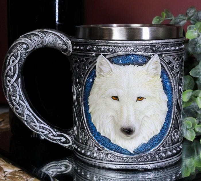 ebros gift Ebros Celtic Direwolf Ghost White Wolf Coffee Mug 14oz Animal Totem Spirit Wolf Mug