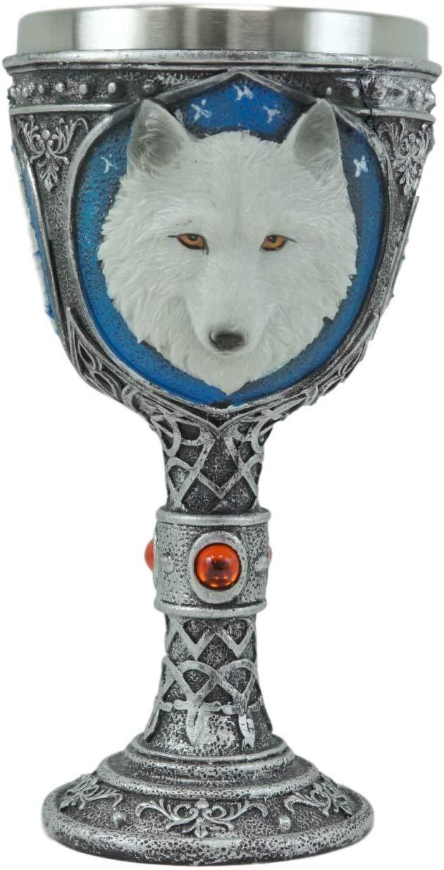 Ebros Gift Ebros Celtic Direwolf White Snow Wolf 16oz Wine Goblet Chalice