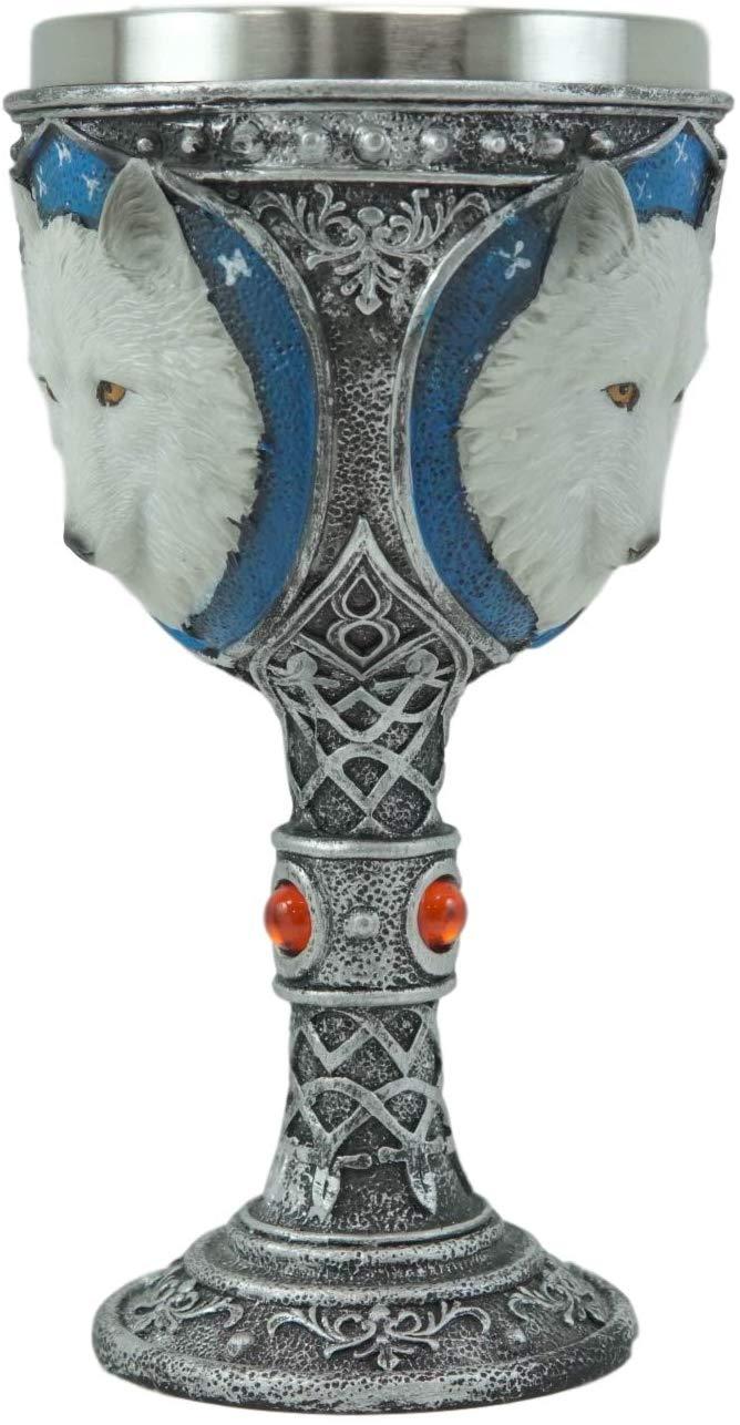 Ebros Gift Ebros Celtic Direwolf White Snow Wolf 16oz Wine Goblet Chalice
