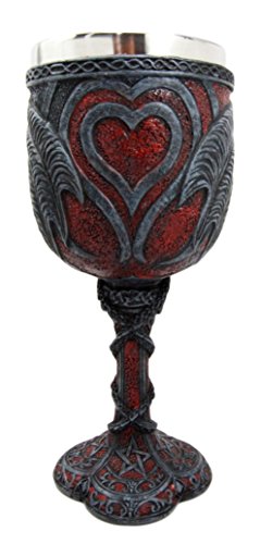 Ebros Gift Ebros Celtic Dual Dragon Romantic Heart Vial Of Blood Wine Goblet 7"H Chalice