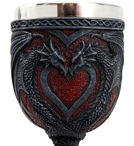 Ebros Gift Ebros Celtic Dual Dragon Romantic Heart Vial Of Blood Wine Goblet 7"H Chalice