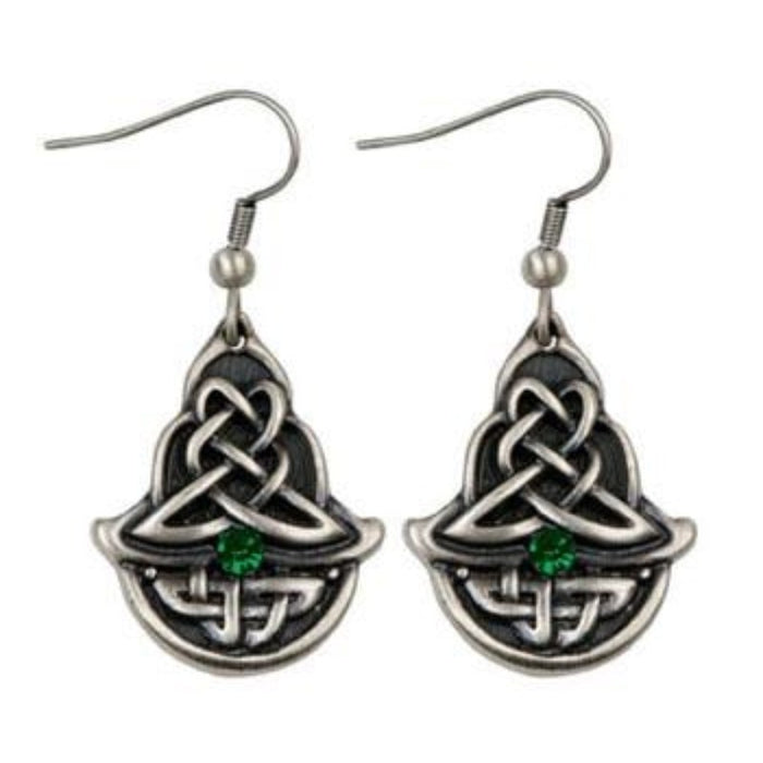 Ebros Gift Ebros Celtic Emerald Element Knotwork Tribal Scroll Filigree Dangle Earrings