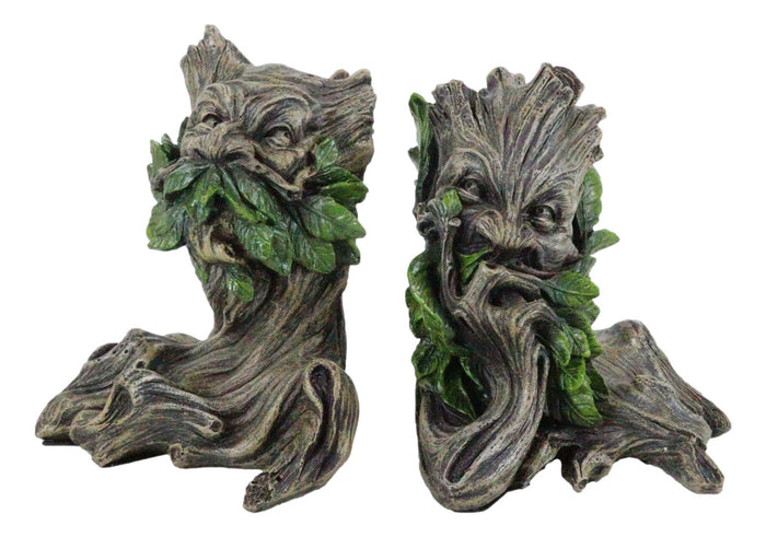 Ebros Gift Ebros Celtic Forest Spirit Greenman Decorative Bookends Figurine Pair 5.5"H Set