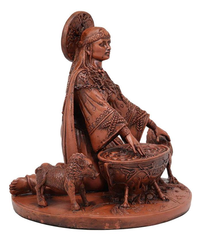 Ebros Gift Ebros Celtic Goddess Of Rebirth Cerridwen Enchantress With Magic Cauldron Pig And Chicken Statue 8.5" Tall Celtic Pagan Triple Goddess Figurine Wicca Decor Sculpture
