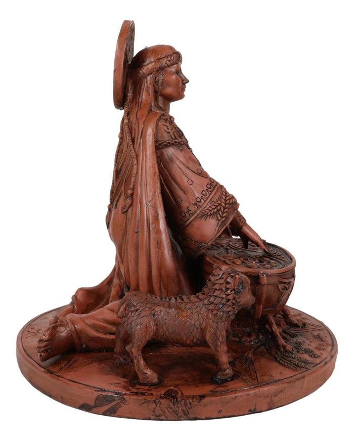 Ebros Gift Ebros Celtic Goddess Of Rebirth Cerridwen Enchantress With Magic Cauldron Pig And Chicken Statue 8.5" Tall Celtic Pagan Triple Goddess Figurine Wicca Decor Sculpture