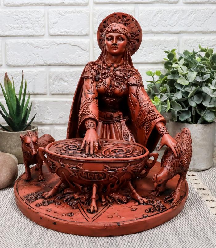 ebros gift Ebros Celtic Goddess of Rebirth Cerridwen Enchantress with Magic Cauldron Pig and Chicken Statue 8.5" Tall Celtic Pagan Triple Goddess Figurine Wicca Decor Sculpture