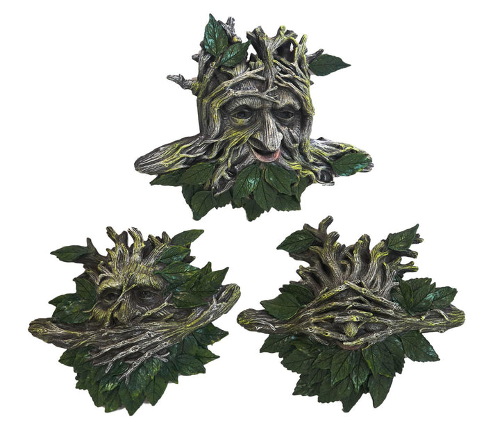 Ebros Gift Ebros Celtic Greenman See Hear Speak No Evil Sculpture Wall Plaques Set Of 3
