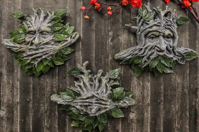 ebros gift Ebros Celtic Greenman See Hear Speak No Evil Sculpture Wall Plaques Set of 3