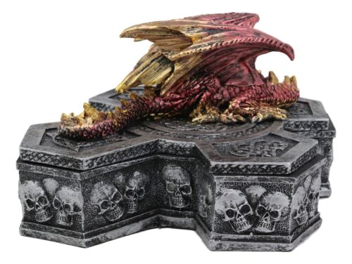 Ebros Gift Ebros Celtic Knotwork Grave Tomb Skulls Mythical Sleeping Dragon Crucifix Box