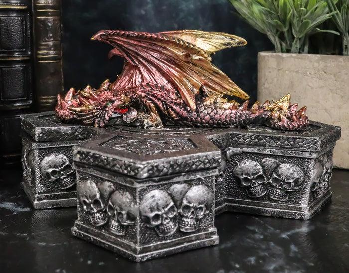 Ebros Gift Ebros Celtic Knotwork Grave Tomb Skulls Mythical Sleeping Dragon Crucifix Box