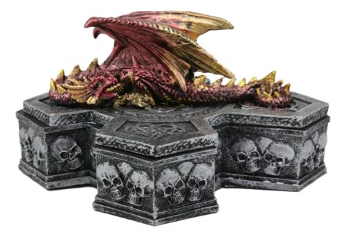 Ebros Gift Ebros Celtic Knotwork Grave Tomb Skulls Mythical Sleeping Dragon Crucifix Box