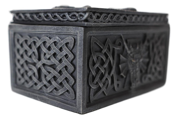 Ebros Gift Ebros Celtic Knotwork Moon Dragon Voyage Decorative Jewelry Trinket Box Figurine 5"L