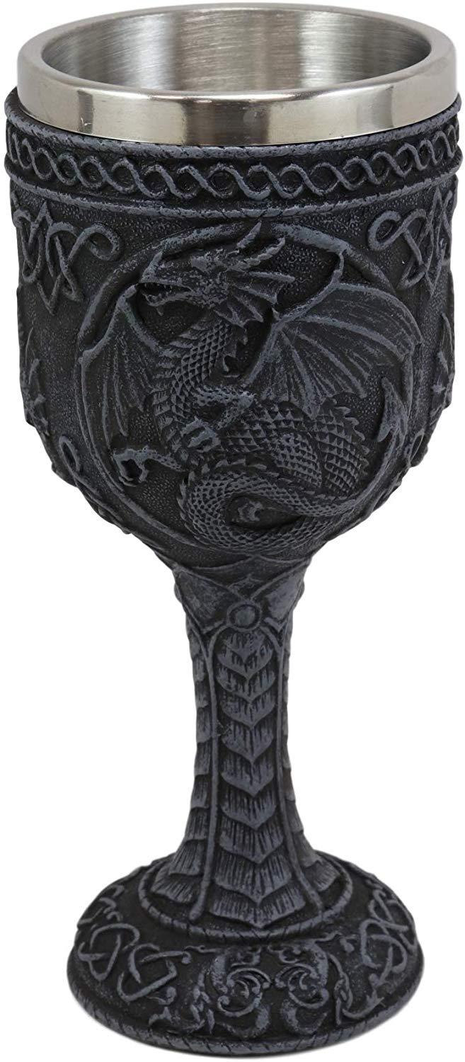 Ebros Gift Ebros Celtic Knotwork Rune Celestial Moon Dragon Wine Goblet Chalice Cup 6oz