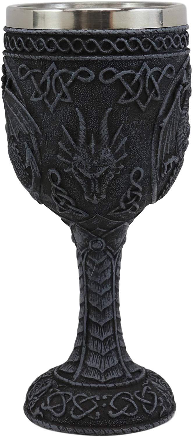 Ebros Gift Ebros Celtic Knotwork Rune Celestial Moon Dragon Wine Goblet Chalice Cup 6oz