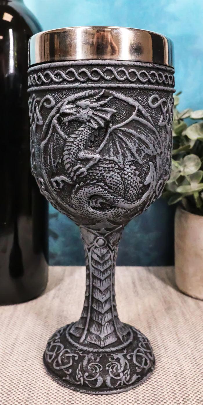 ebros gift Ebros Celtic Knotwork Rune Celestial Moon Dragon Wine Goblet Chalice Cup 6oz