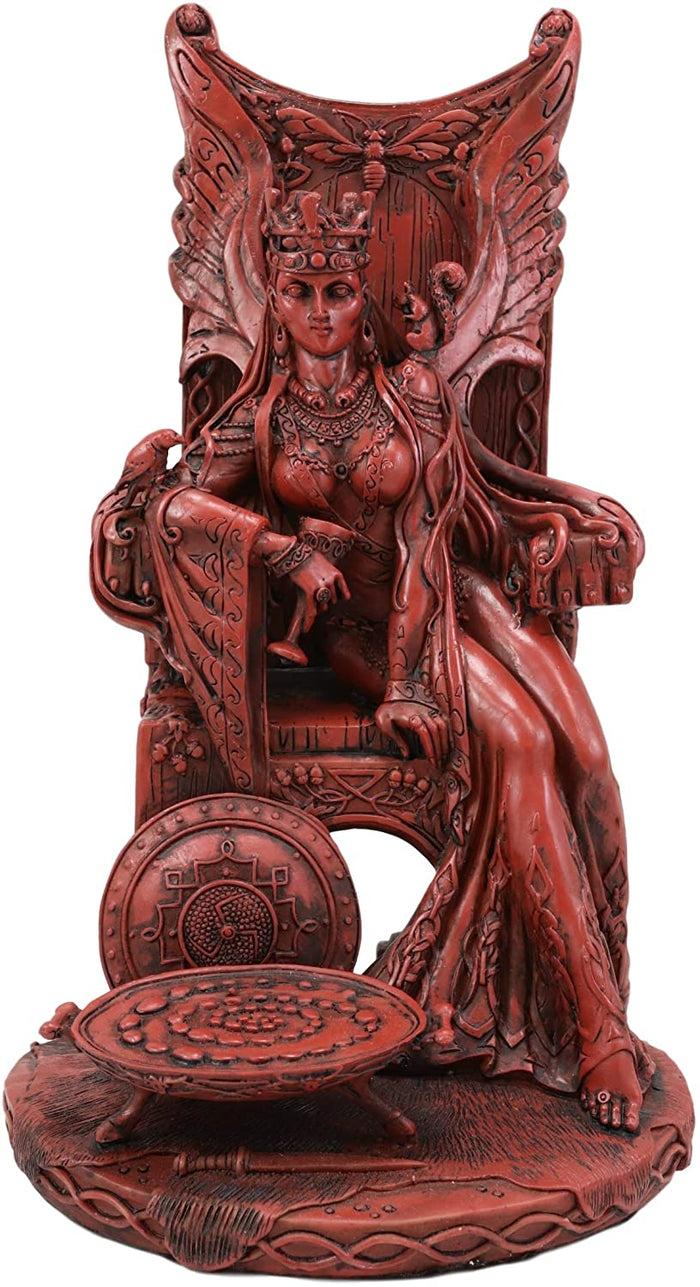 Ebros Gift Ebros Celtic Occult Goddess Of Fertility Maeve With Bird And Squirrel On Throne Statue