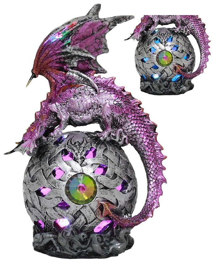 ebros gift Ebros Celtic Orb Purple Dragon LED Night Light Statue 8.25" Tall
