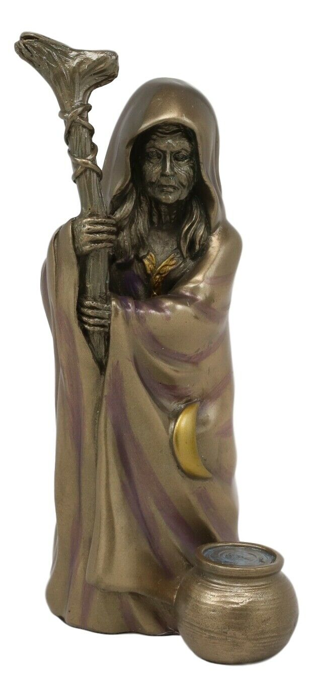 Ebros Gift Ebros Celtic Sacred Lunar Cycle Triple Goddess Statue Triology Of Feminism Dianic Wiccan Cosmic Trinity Hecate Artemis And Diana Decorative Figurine (The Crone With Waning Crescent Moon)