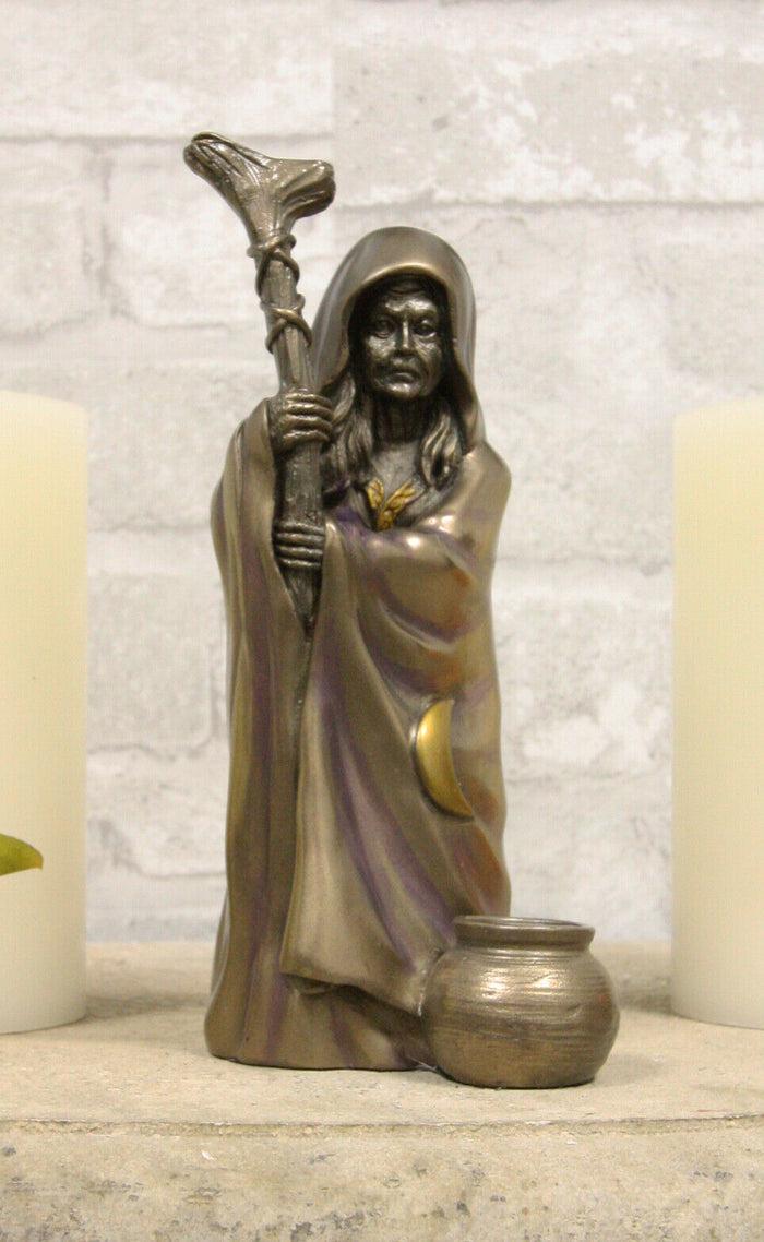 ebros gift Ebros Celtic Sacred Lunar Cycle Triple Goddess Statue Triology of Feminism Dianic Wiccan Cosmic Trinity Hecate Artemis and Diana Decorative Figurine (The Crone with Waning Crescent Moon)
