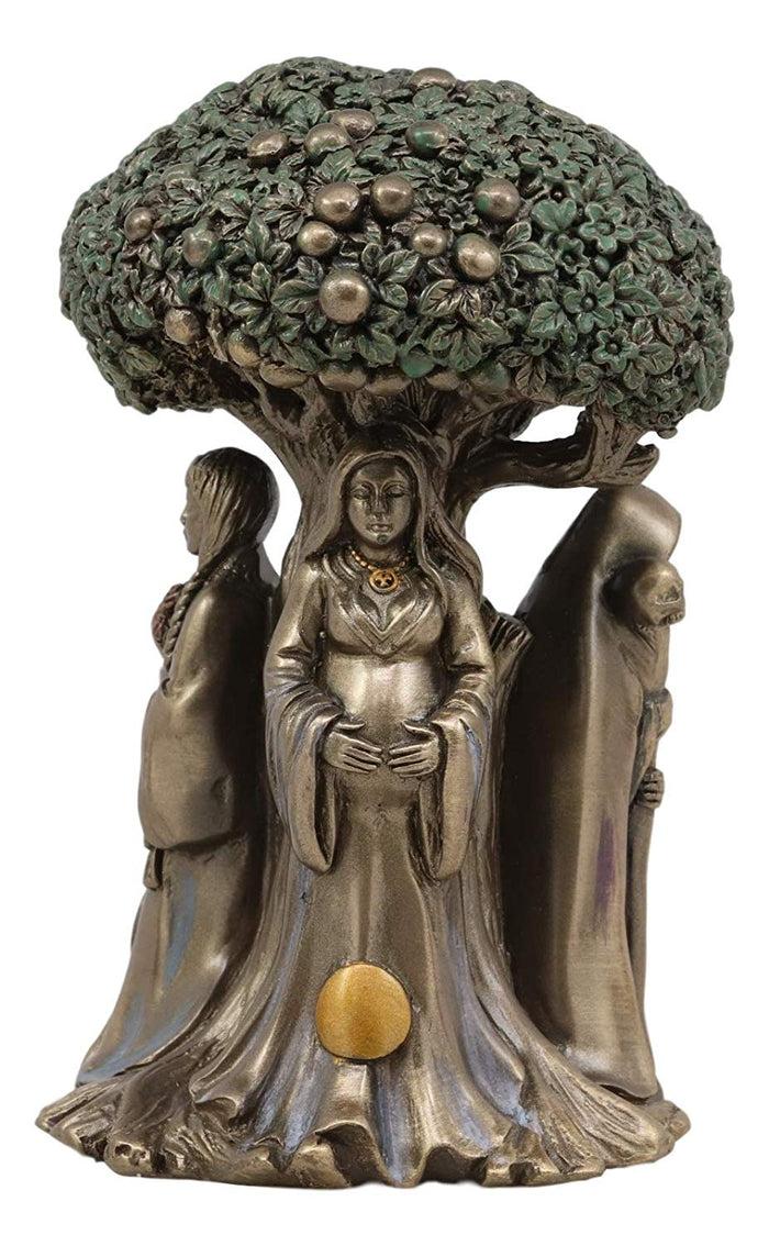 Ebros Gift Ebros Celtic Sacred Moon Triple Goddess Mother Maiden Crone Under Tree Of Life Statue 5.5" Tall Hecate Brigid Wicca Wiccan Holy Trinity Decor Sculpture Decorative Figurine Cosmic Celestial Gods