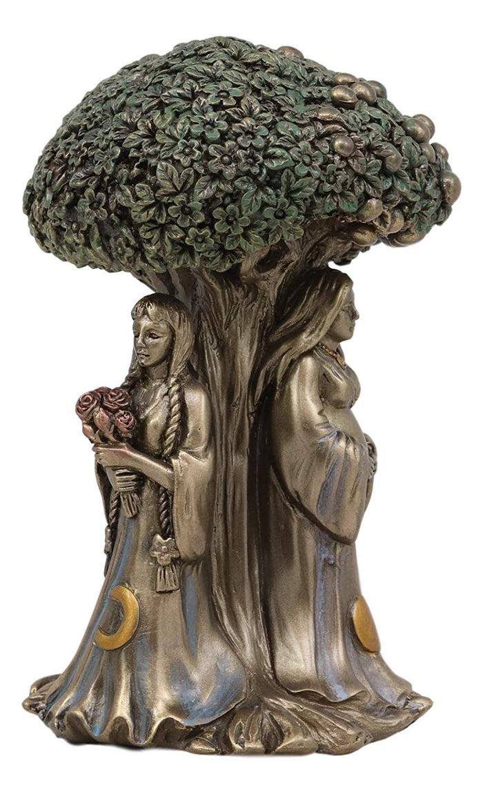 Ebros Gift Ebros Celtic Sacred Moon Triple Goddess Mother Maiden Crone Under Tree Of Life Statue 5.5" Tall Hecate Brigid Wicca Wiccan Holy Trinity Decor Sculpture Decorative Figurine Cosmic Celestial Gods