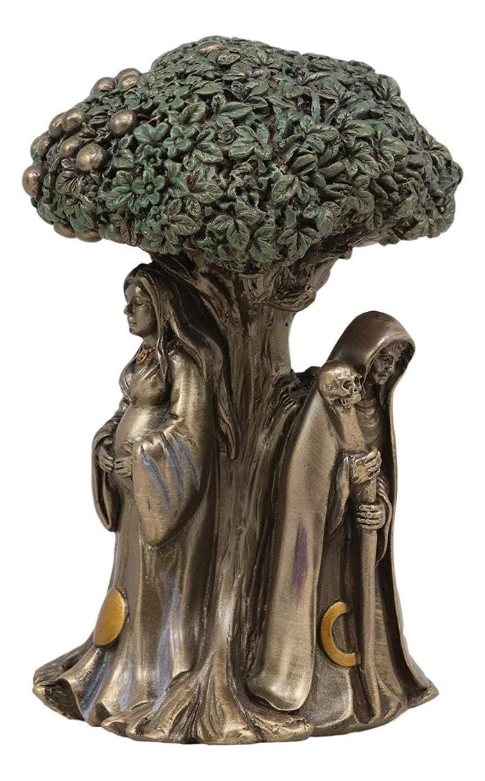 Ebros Gift Ebros Celtic Sacred Moon Triple Goddess Mother Maiden Crone Under Tree Of Life Statue 5.5" Tall Hecate Brigid Wicca Wiccan Holy Trinity Decor Sculpture Decorative Figurine Cosmic Celestial Gods