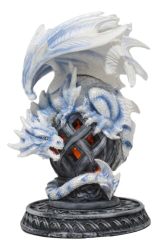 Ebros Gift Ebros Celtic Tomb Guardian White Icycle Dragon Backflow Cone Incense Holder