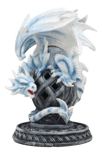Ebros Gift Ebros Celtic Tomb Guardian White Icycle Dragon Backflow Cone Incense Holder