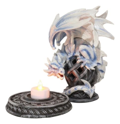 Ebros Gift Ebros Celtic Tomb Guardian White Icycle Dragon Backflow Cone Incense Holder