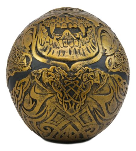 Ebros Gift Ebros Celtic Tribal Knotwork Tattoo Black Ghost Vampire Skull Statue 7"Long As Macabre Ossuary Decor Dracula Skeleton Cranium For Halloween
