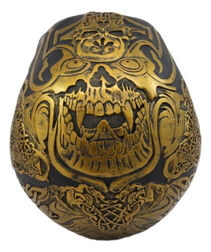 Ebros Gift Ebros Celtic Tribal Knotwork Tattoo Black Ghost Vampire Skull Statue 7"Long As Macabre Ossuary Decor Dracula Skeleton Cranium For Halloween