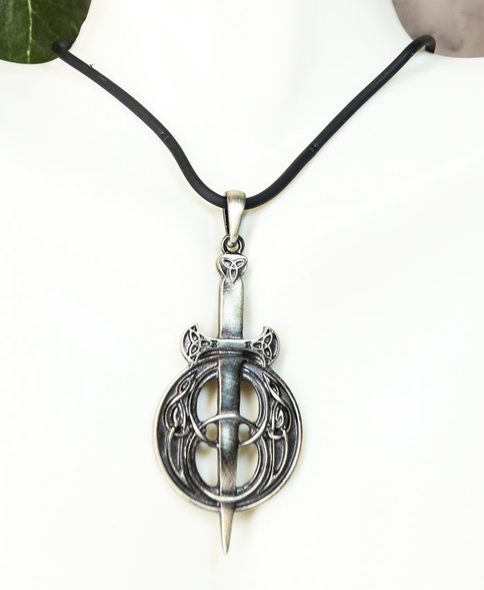 ebros gift Ebros Celtic Trinity Excalibur Sword Pendant Medallion Necklace Accessory