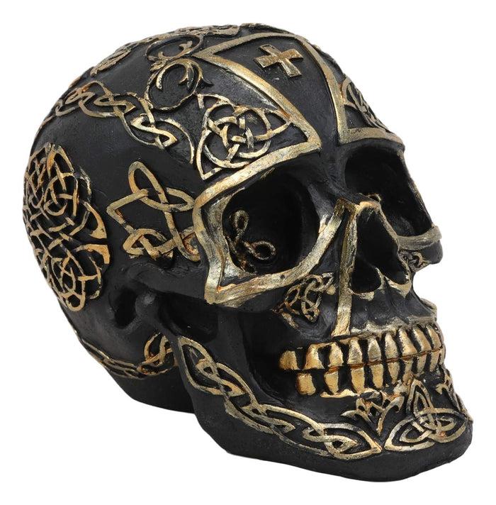 Ebros Gift Ebros Celtic Trinity Knotwork Crusader Templar Knights Cross Black Gold Skull Statue