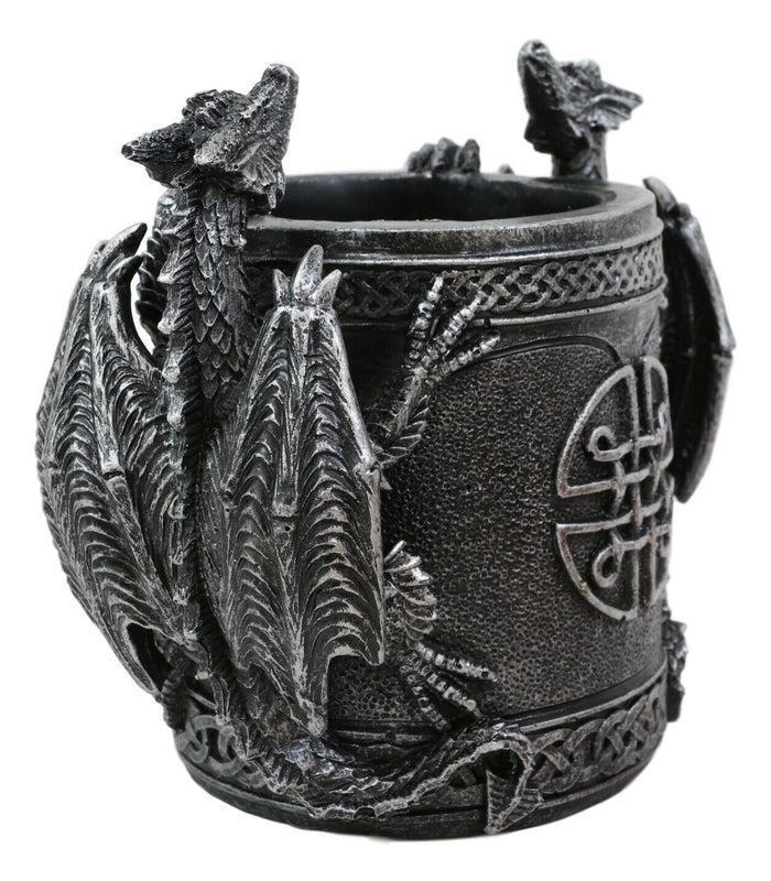 Ebros Gift Ebros Celtic Twin Climbing Dragons Of Bibliography Stationery Holder Statue 6.5"