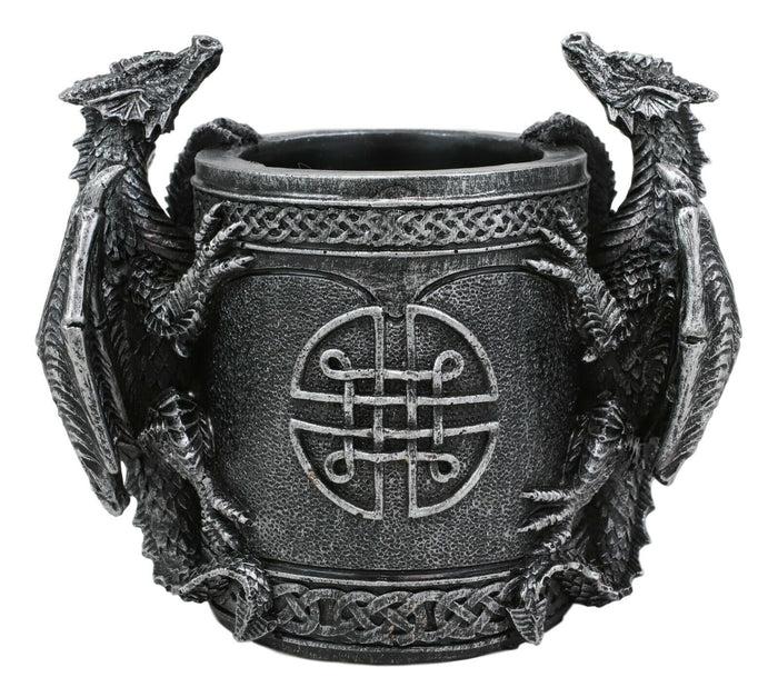 Ebros Gift Ebros Celtic Twin Climbing Dragons Of Bibliography Stationery Holder Statue 6.5"