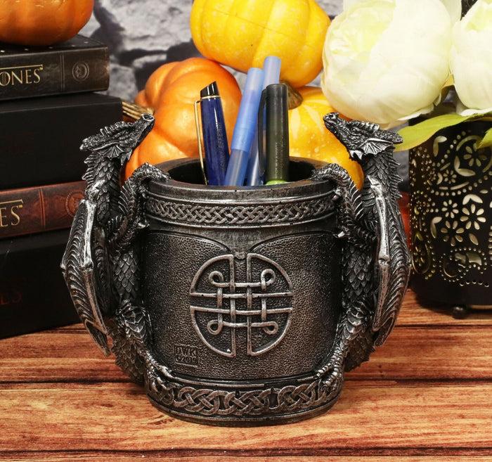 ebros gift Ebros Celtic Twin Climbing Dragons of Bibliography Stationery Holder Statue 6.5"