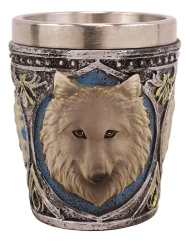 Ebros Gift Ebros Celtic Wicca Alpha Grey Wolf Spirit 2-Ounce Shot Glass Set Of 4 Novelty