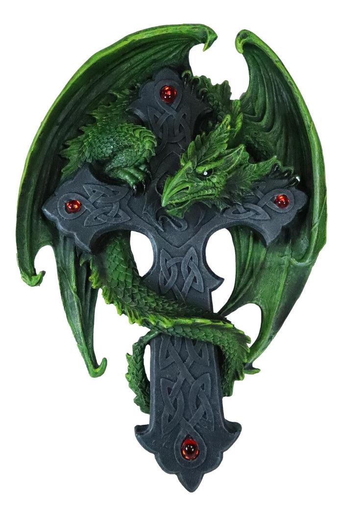 Ebros Gift Ebros Celtic Woodland Dragon Crucifix Wall Mount Sculpture Plaque Figurine Anne Stokes