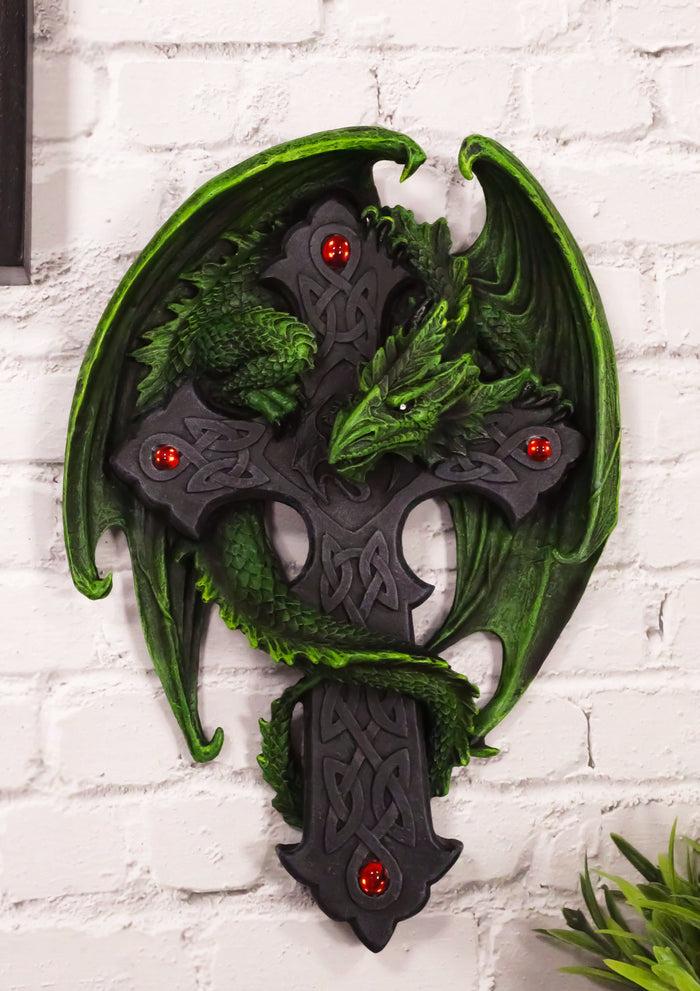 ebros gift Ebros Celtic Woodland Dragon Crucifix Wall Mount Sculpture Plaque Figurine Anne Stokes