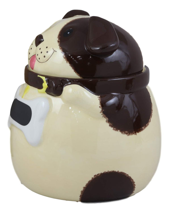 Ebros Gift Ebros Ceramic Adorable Fat Puppy Dog With Brown Eye Patch And Bone Collar Cookie Jar